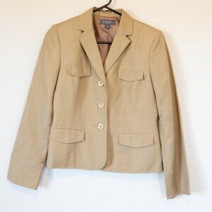 Liz Claiborne Linen Blend Blazer Tan Women's Size 6 Petite